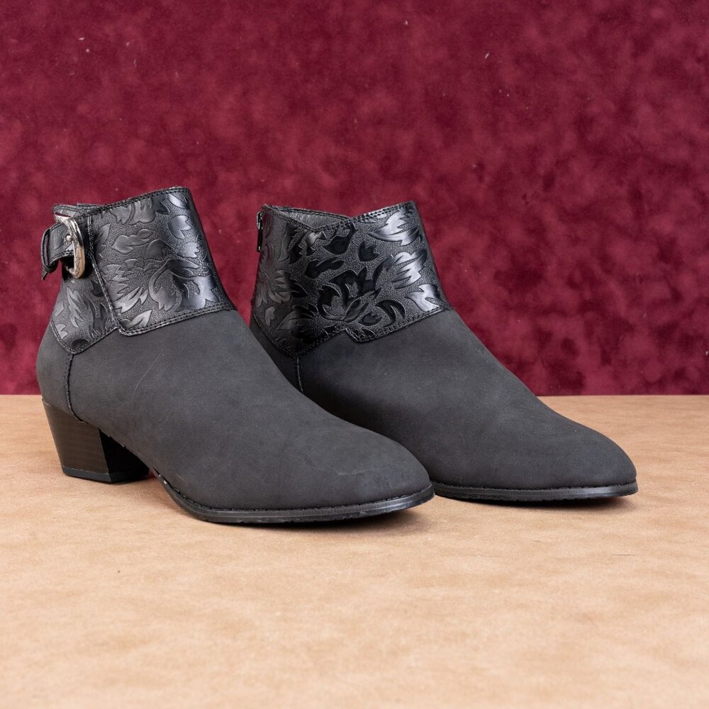 Ros Hommerson Women Riley Black Faux Leather Zip Office Dress Boots 10US EUR41